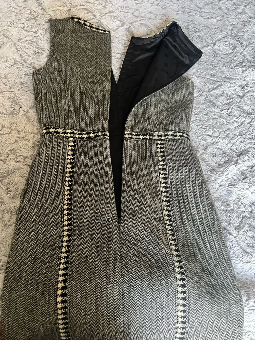 Tory Burch Gray Tweed Sheath Dress with Contrast Trim